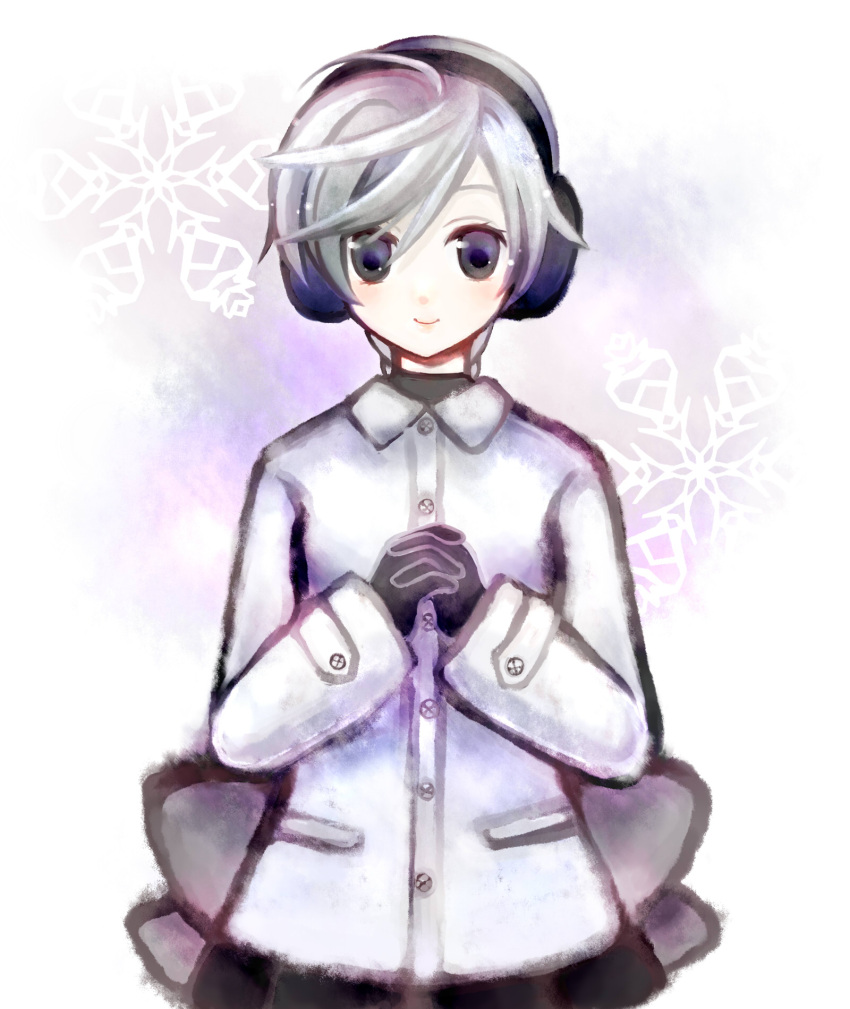 braid, coat, earmuffs, hair_ribbon, highres, ponytail, ribbon, sekka_yufu