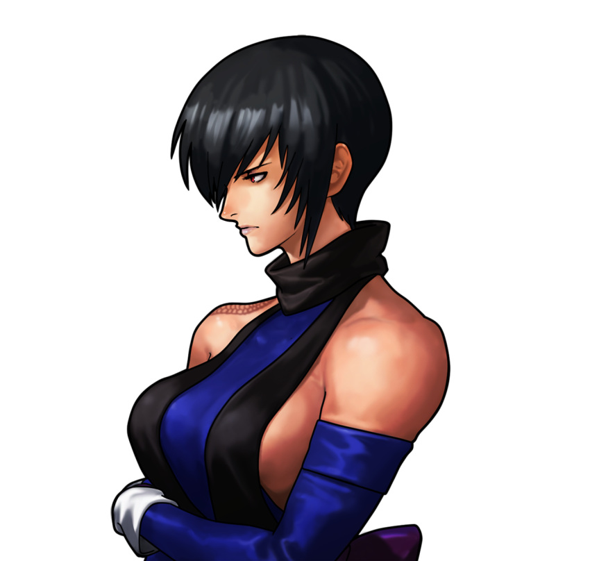 1girl, black_hair, breasts, elbow_gloves, gloves, highres, large_breasts, lips