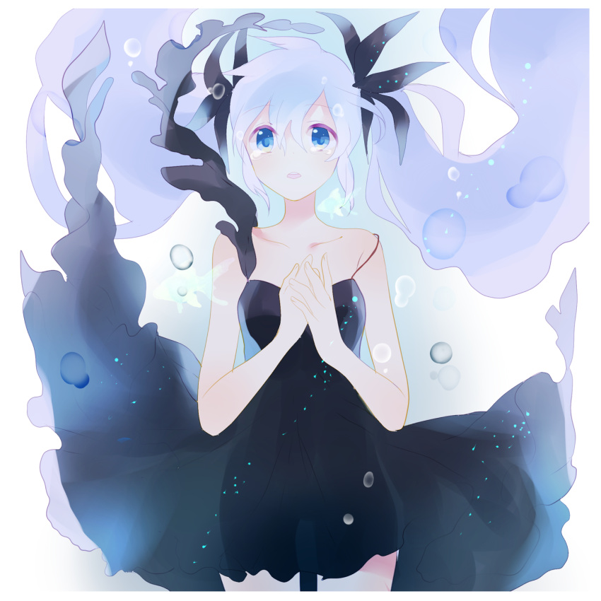 1girl, blue_eyes, bubble, dress, floating_hair, hatsune_miku, highres, lingmuzi