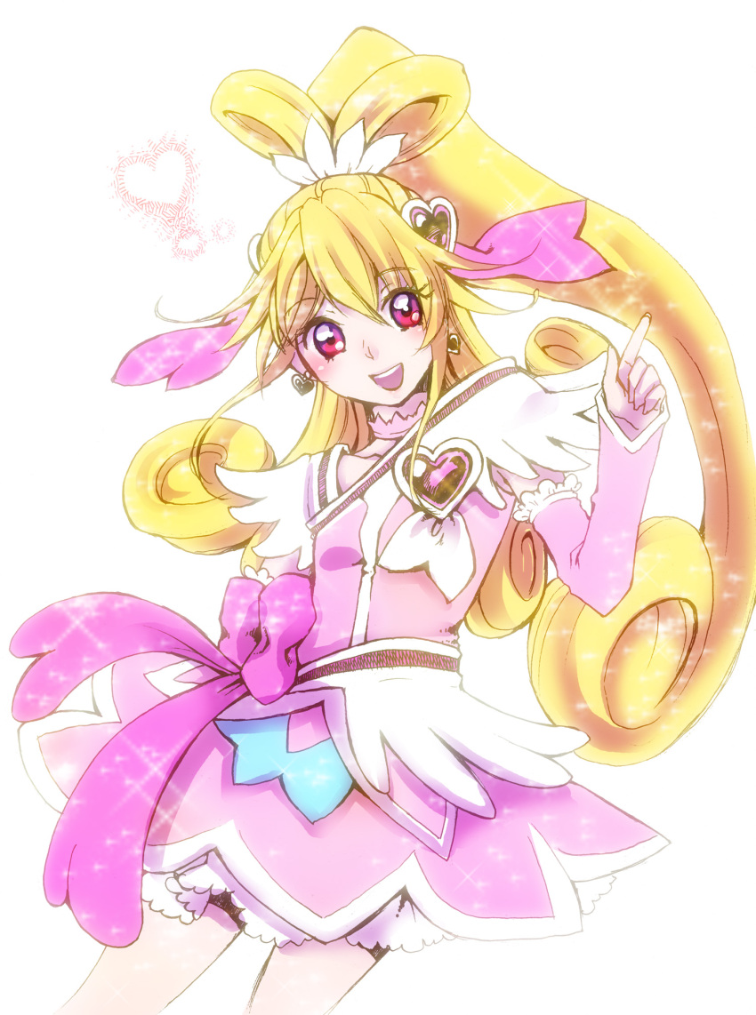 1girl, aida_mana, arm_warmers, asymmetrical_clothes, blonde_hair, choker, cure_heart, curly_hair