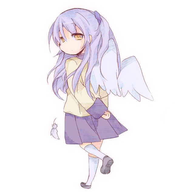 1girl, angel_beats!, blazer, furui_suguri, grey_hair, long_hair, school_uniform, tachibana_kanade