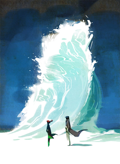2boys, beach, hands_in_pockets, hat, hwei, jojo_no_kimyou_na_bouken, kakyouin_noriaki, kuujou_joutarou, long_coat, multiple_boys, ocean, orange_hair, scenery, sky, standing, water, waves, wind