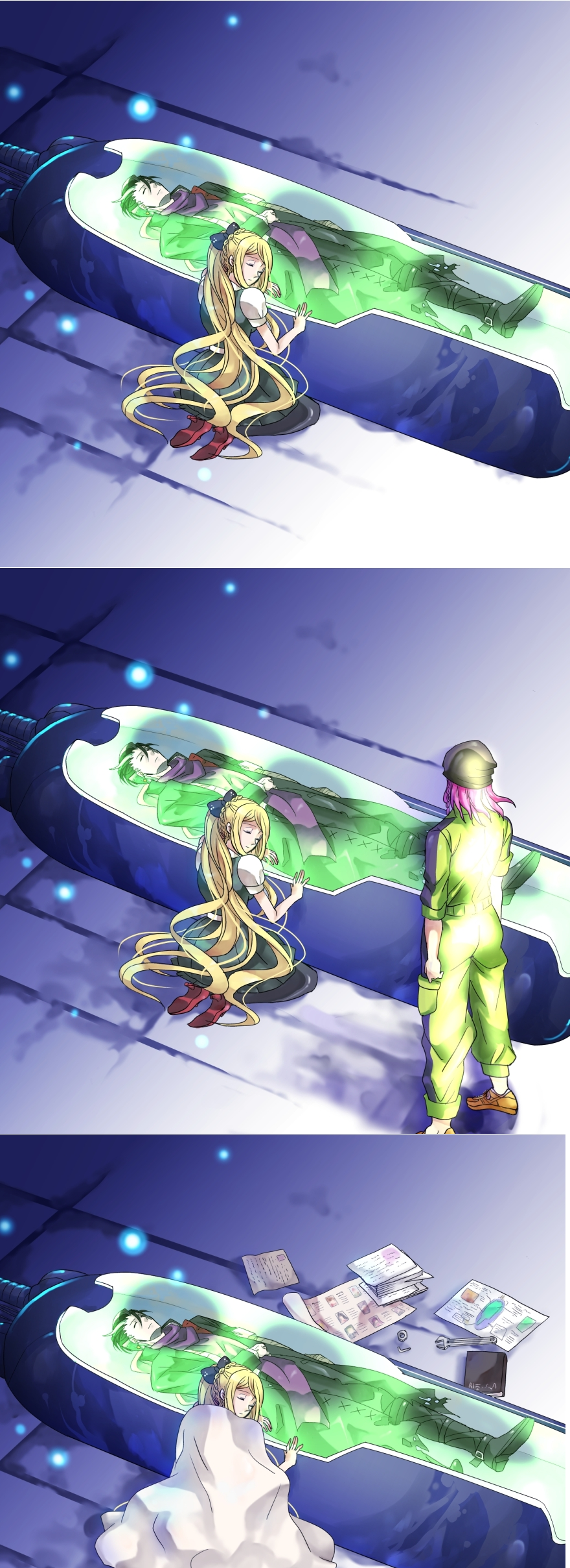 absurdres, dangan_ronpa, highres, sleeping, sonia_nevermind, souda_kazuichi, super_, super_dangan_ronpa_2