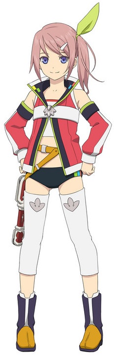 1girl, blue_eyes, buckle, detached_sleeves, hands_on_hips, jacket, leg_warmers, official_art