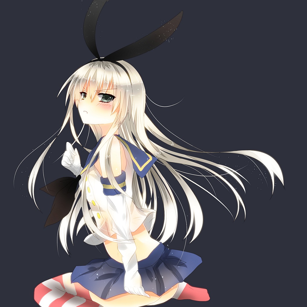 1girl, black_background, blonde_hair, blush, elbow_gloves, gloves, grey_eyes, hairband