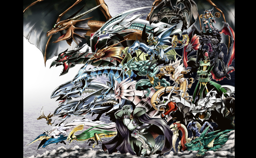 blue_eyes_ultimate_dragon, dark_magician_girl, dragon, duel_monster, highres, jinzo, kuriboh, masked_dragon, mobius_the_frost_monarch, red_eyes_darkness_dragon, red_eyes_wyvern, spear_dragon, stardust_dragon, tyrant_dragon, white_night_dragon, yuu-gi-ou, yuu-gi-ou_duel_monsters