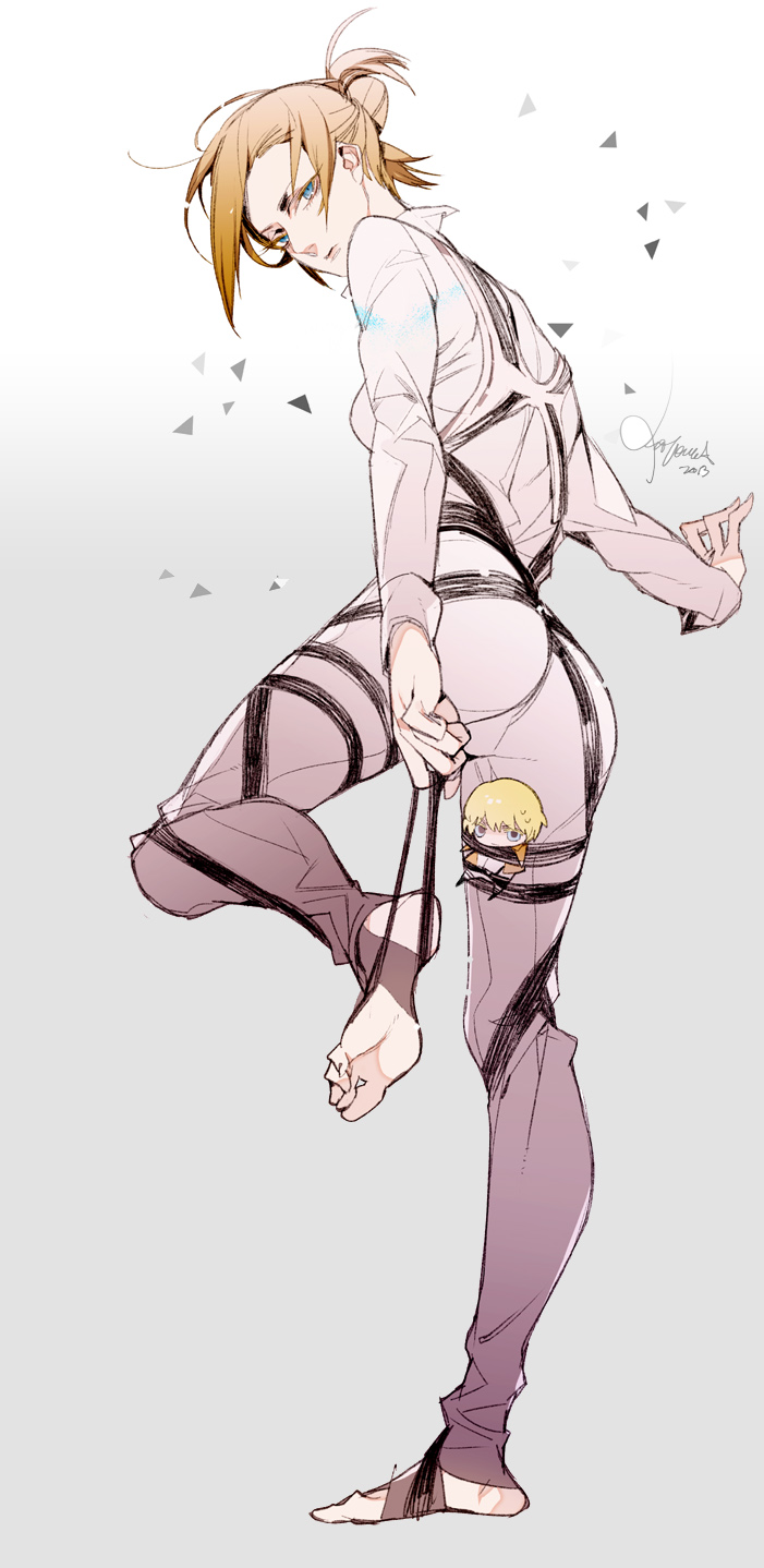1boy, 1girl, annie_leonhardt, antenna_(draconian), armin_arlert, belt, blonde_hair, blue_eyes