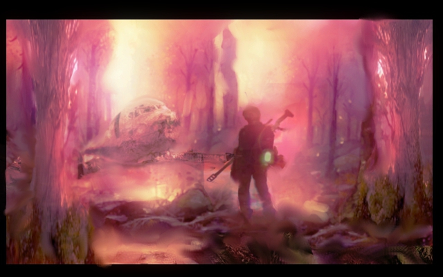 1boy, airplane, beam_rifle, damaged, energy_gun, fallout, fallout_3, gun