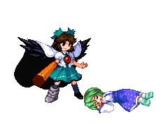 animated_gif, cape, daime_fusonzai, game_sprite, gif, hokuto_no_ken, hokuto_no_ken_shinpan_no_sousousei_kengo_retsuden, kochiya_sanae