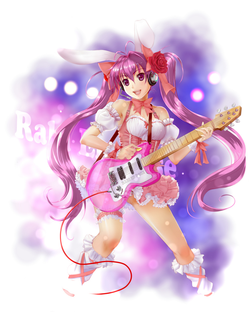 1girl, absurdres, animal_ears, antenna_hair, bare_shoulders, bow, character_name, choker