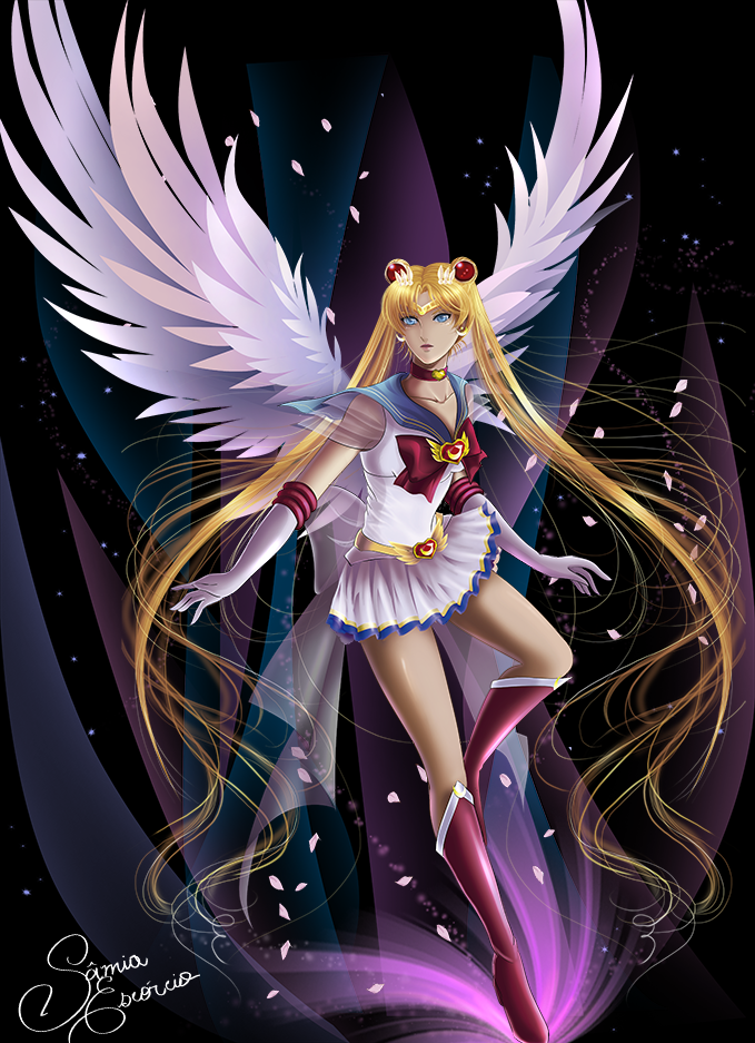 1girl, angel_wings, bishoujo_senshi_sailor_moon, blue_eyes, bow, elbow_gloves, full_body, gloves