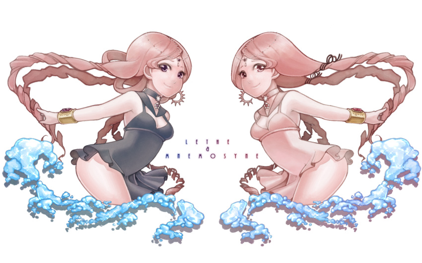 2girls, bishoujo_senshi_sailor_moon, black_vs_white, bracelet, character_name, choker, hair_ornament, harigiri_(hijiri305)