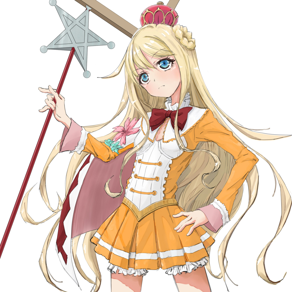 1girl, atelier_(series), atelier_meruru, blonde_hair, blue_eyes, bow, cosplay, crown