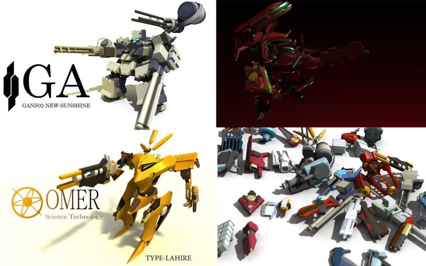 armored_core, armored_core:_for_answer, blade, chibi, gatling_gun, group, gun, laser_gun