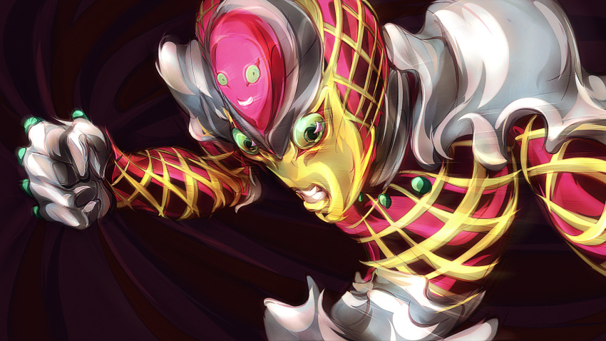 byneet, jojo_no_kimyou_na_bouken, king_crimson_(stand), no_humans, solo, stand_(jojo)
