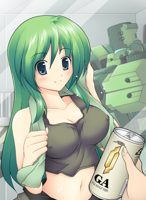 armored_core, armored_core:_for_answer, girl, green_hair, may_greenfield, mecha, merrygate, towel
