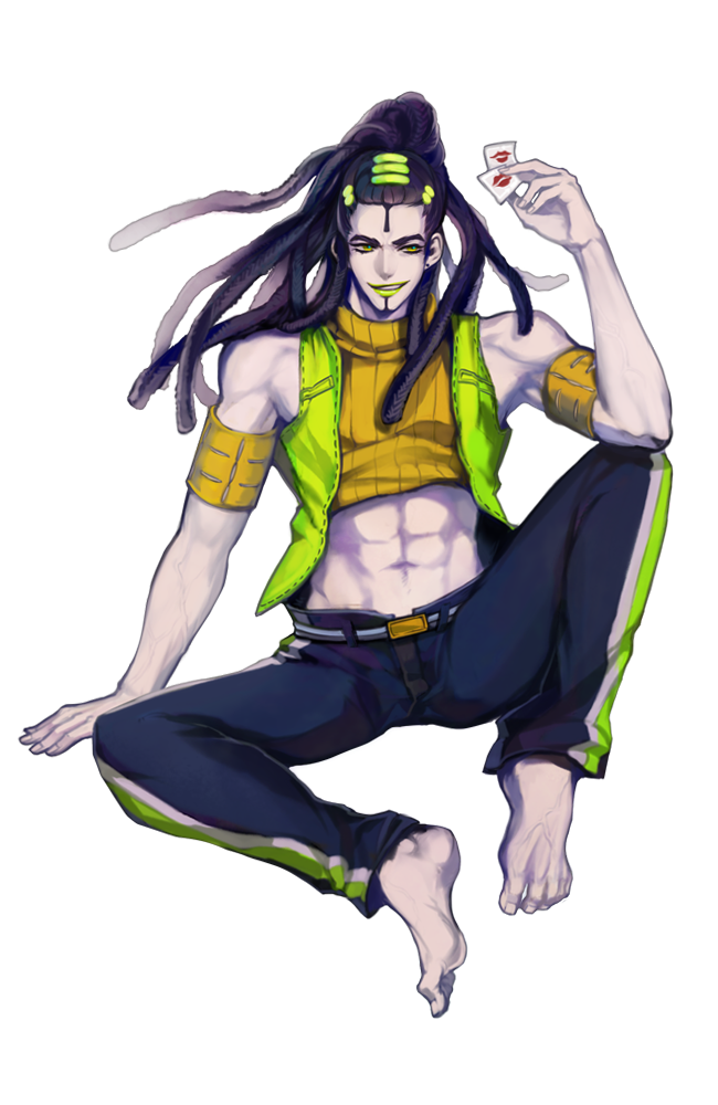 1boy, barefoot, black_hair, deyamiro, genderswap, hairlocs, hermes_costello, high_ponytail