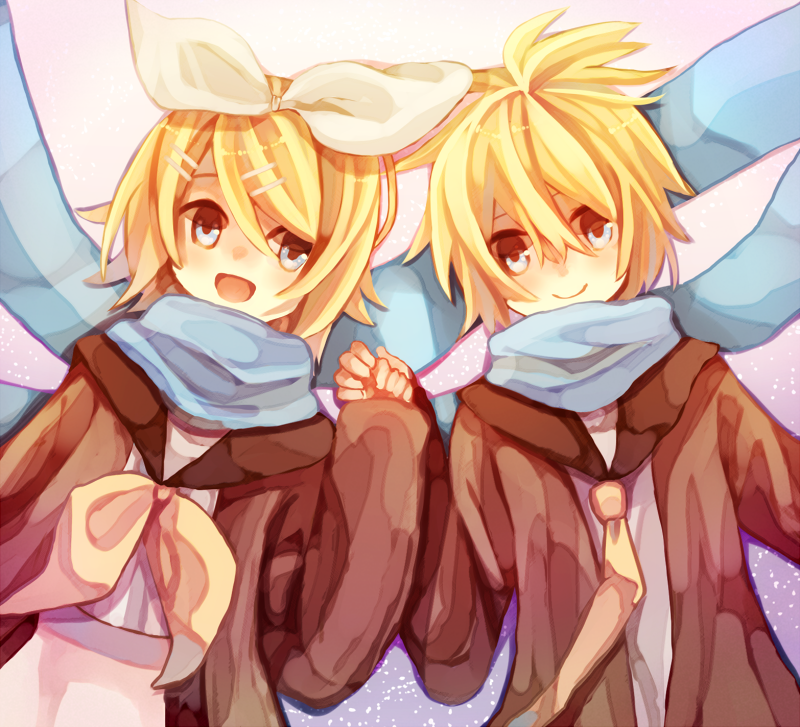 :d, blue_eyes, blush, bow, gradient, gradient_background, hair_bow, hair_ornament