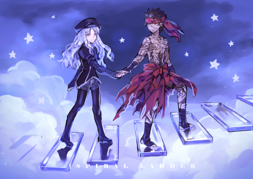 1boy, 1girl, avenger, bazett_fraga_mcremitz, black_hair, dark_skin, fate/hollow_ataraxia, fate_(series)