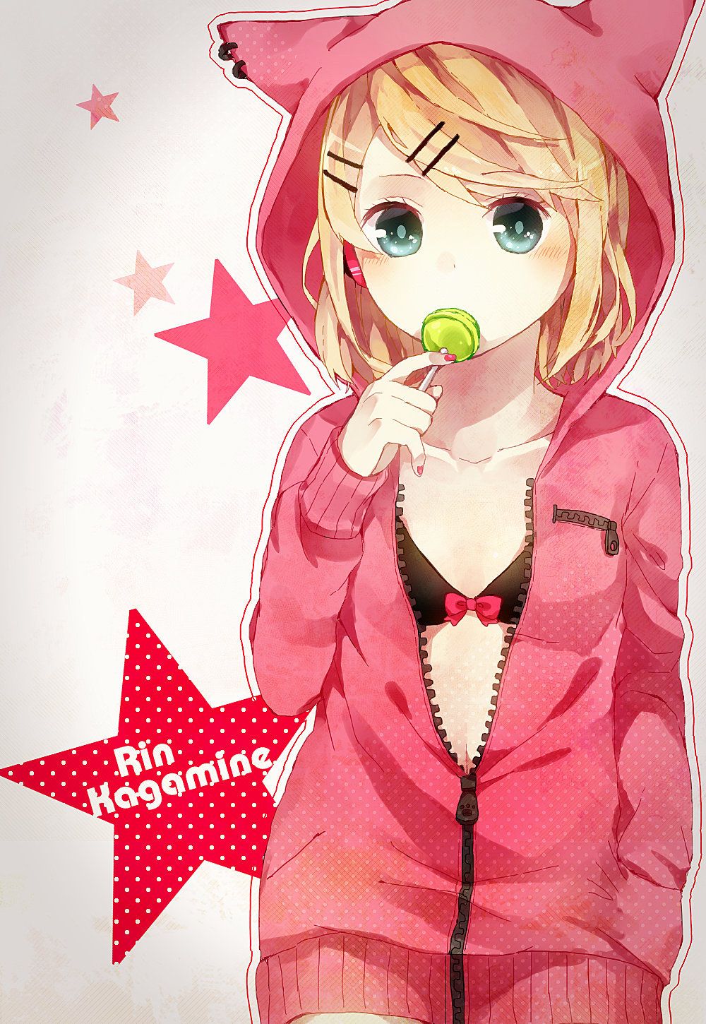 1girl, animal_ears, animal_hood, aqua_eyes, bikini, bikini_top, black_bikini, blonde_hair