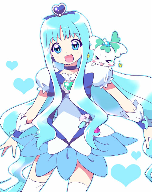 1girl, blue_eyes, blue_hair, choker, coffret_(heartcatch_precure!), cure_marine, dress, earrings