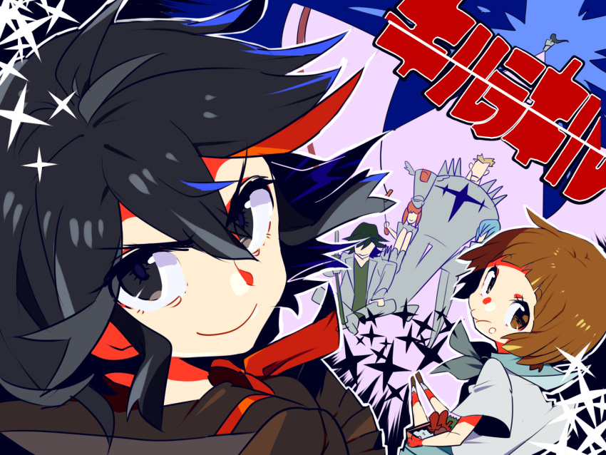 black_hair, brown_hair, gamagouri_ira, highres, inumuta_houka, jakuzure_nonon, kill_la_kill, kiryuuin_satsuki