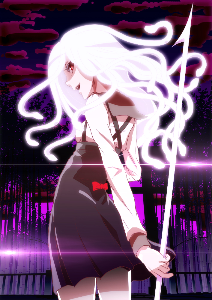 1girl, monogatari_(series), otorimonogatari, red_eyes, s.h.v, sengoku_nadeko, short_hair, solo