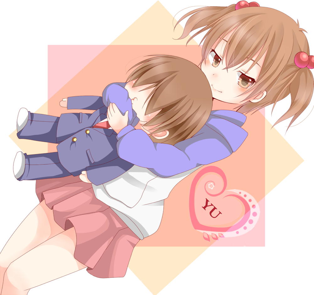 1boy, blush, brown_eyes, brown_hair, chikuwa_savi, crossdressinging, gakuen_handsome, hair_bobbles
