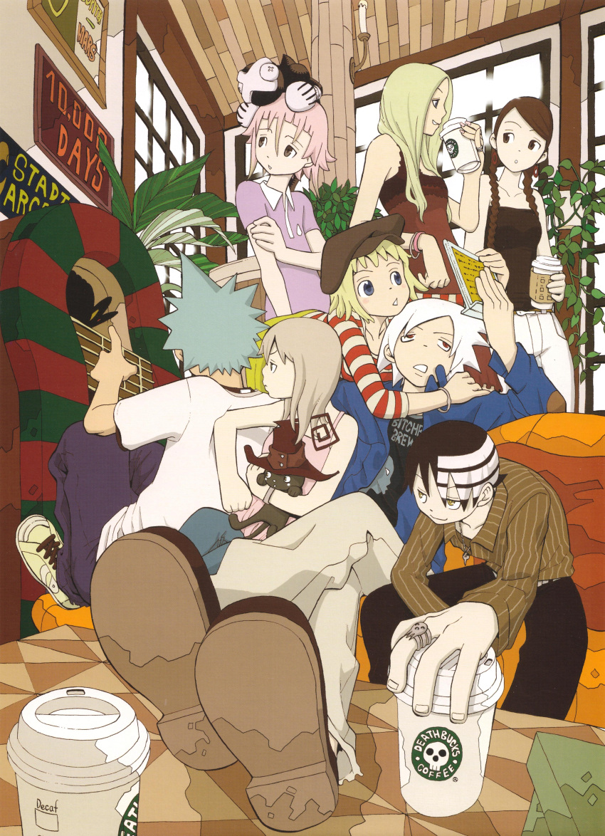 androgynous, black_cat, black_hair, black_star, blair, blonde_hair, blue_eyes, braid