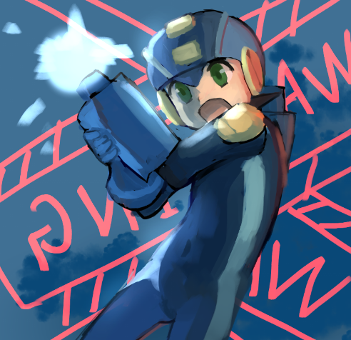 1boy, english, gloves, green_eyes, helmet, lowres, male, open_mouth