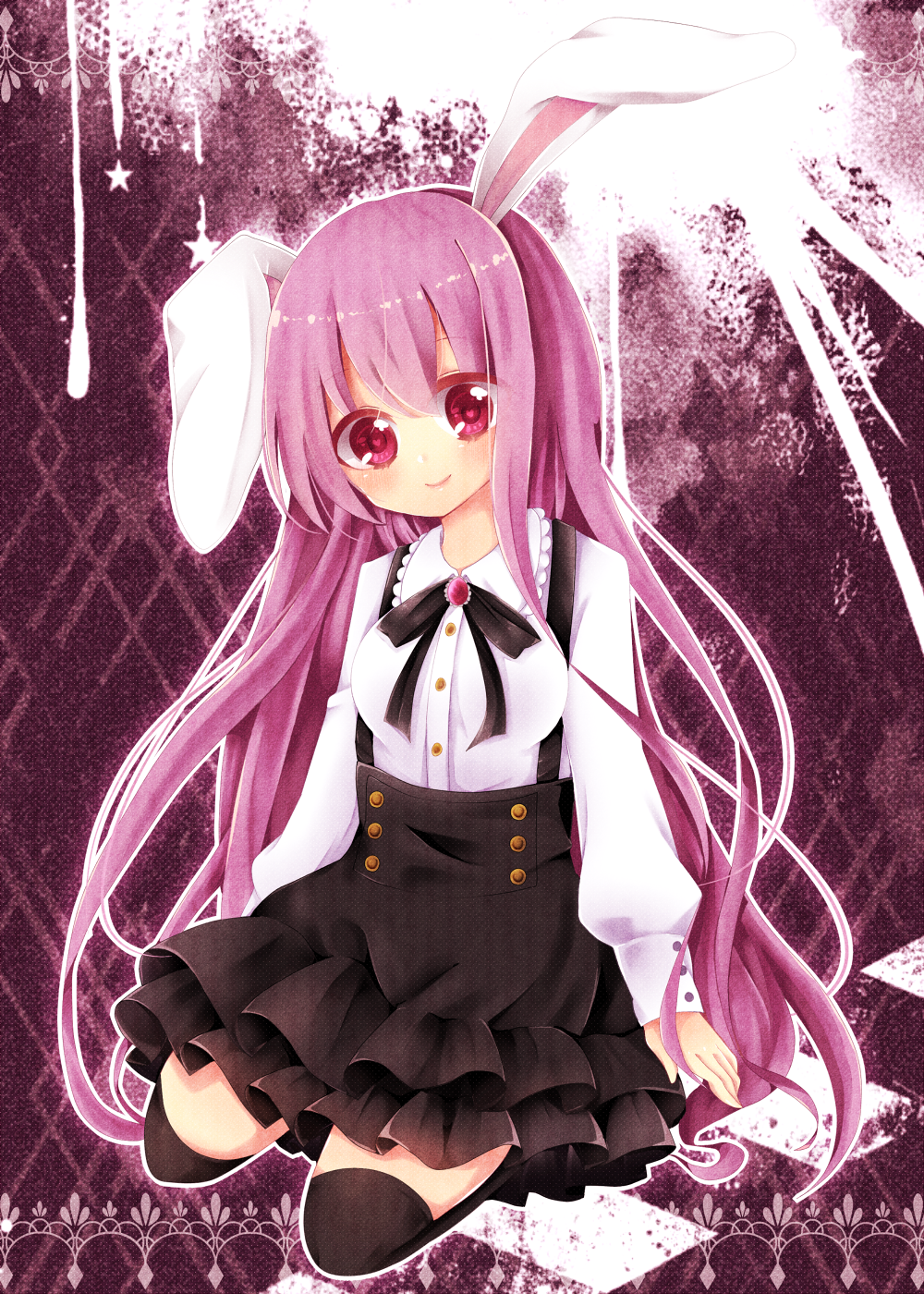 1girl, animal_ears, black_legwear, blush, breasts, frills, full_body, gothic_lolita