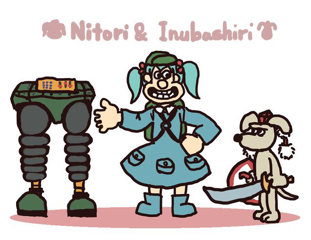 animal_ears, animalization, bag, blue_hair, crossover, dog, english, gromit