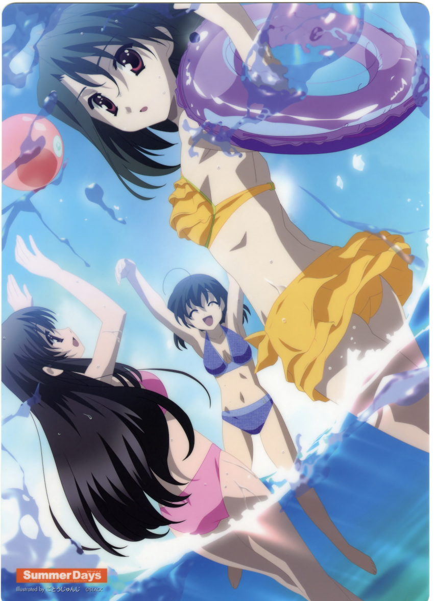 bikini, highres, kotonoha_katsura, long_hair, school_days, sekai_saionji, setsuna_kiyoura, short_hair