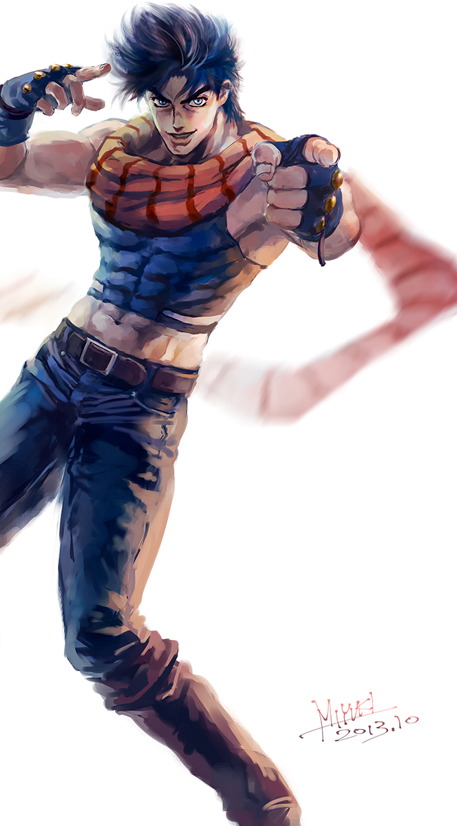 1boy, bibirii, black_hair, blue_eyes, blue_hair, fingerless_gloves, gloves, highres