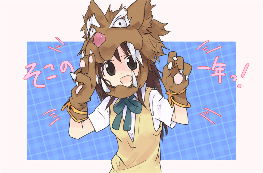 1girl, awara_chikako, blush, brown_eyes, brown_hair, ga_geijutsuka_art_design_class, kuroba, long_hair