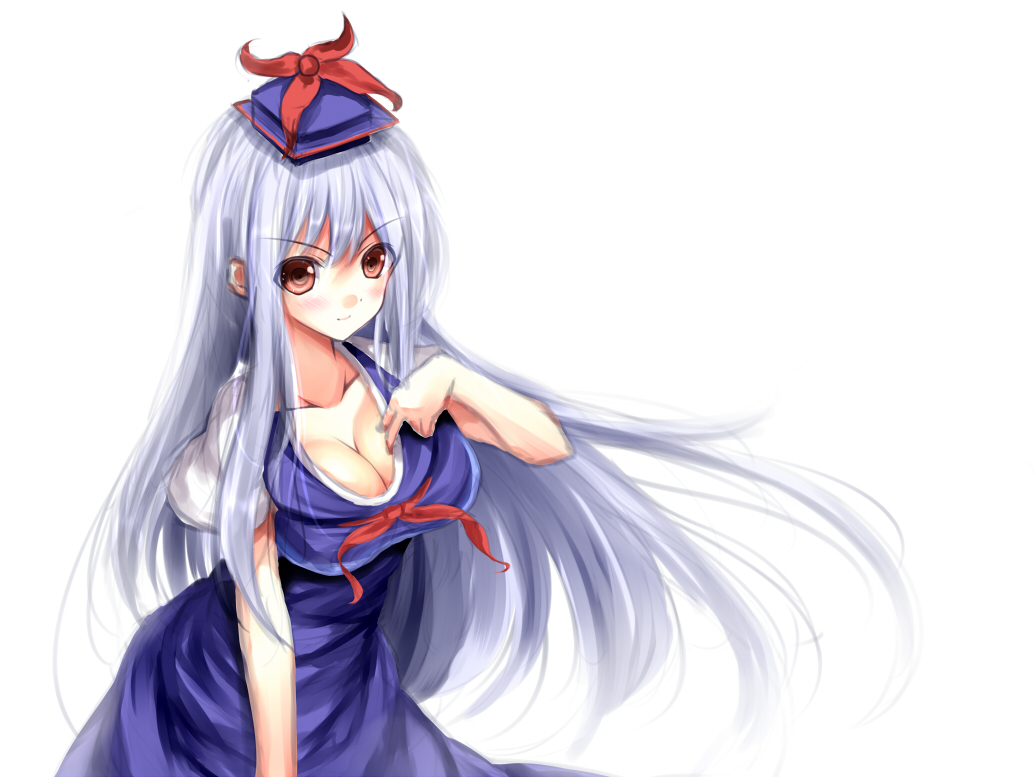 1girl, breasts, cleavage, dress, dress_shirt, haruno_nanakusa, hat, kamishirasawa_keine