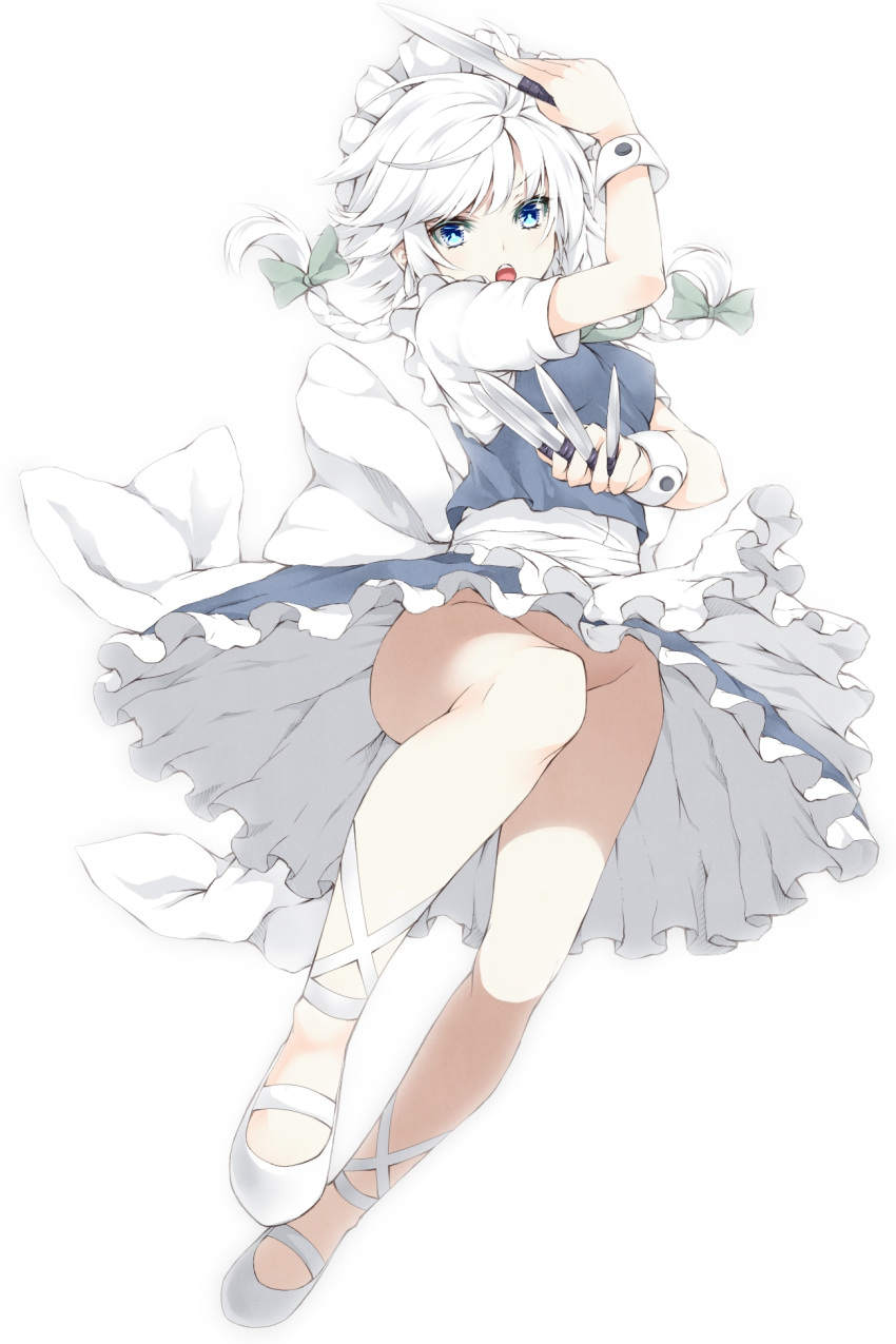 1girl, bare_legs, blue_eyes, blush, bow, braid, hair_bow, highres