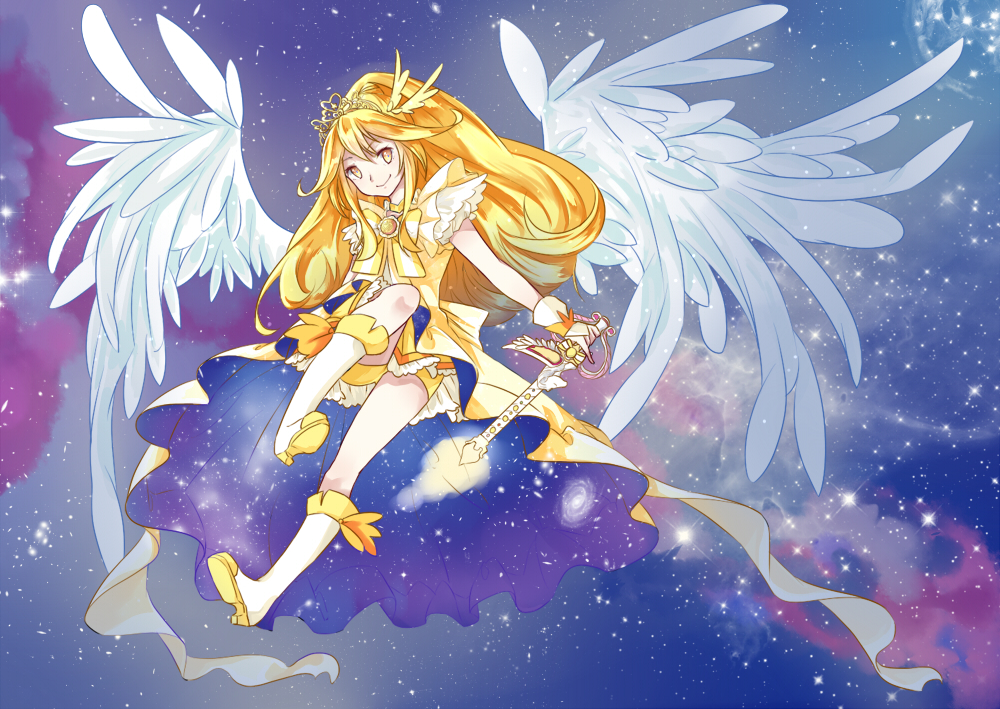 1girl, bike_shorts, blonde_hair, boots, buts_(11067), choker, cure_peace, dress
