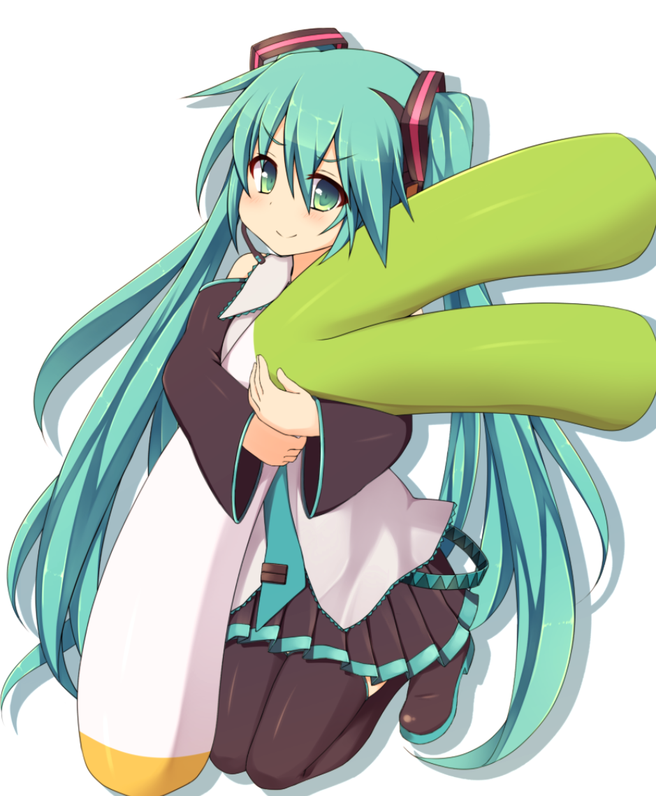 1girl, abekawa_mochi, aqua_eyes, aqua_hair, boots, detached_sleeves, hatsune_miku, headset