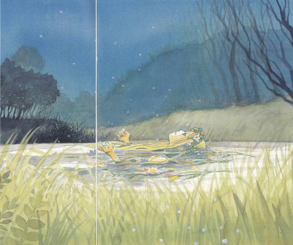 blue, chika_umino, crossover, fine_art_parody, flower, hanamoto_hagumi, honey_and_clover, lake