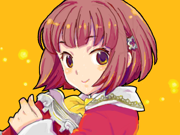 bob_cut, brown_hair, character_request, drawr, saikachi, solo, tia_(avalon_code), yellow_eyes