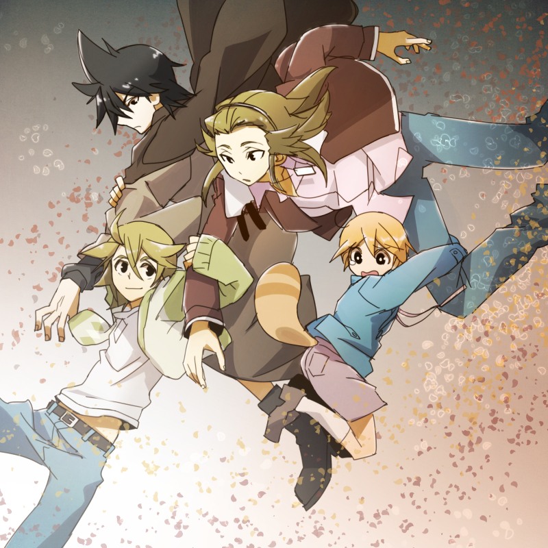 4boys, belt, black_eyes, black_hair, bomber_jacket, boots, brothers, brown_hair