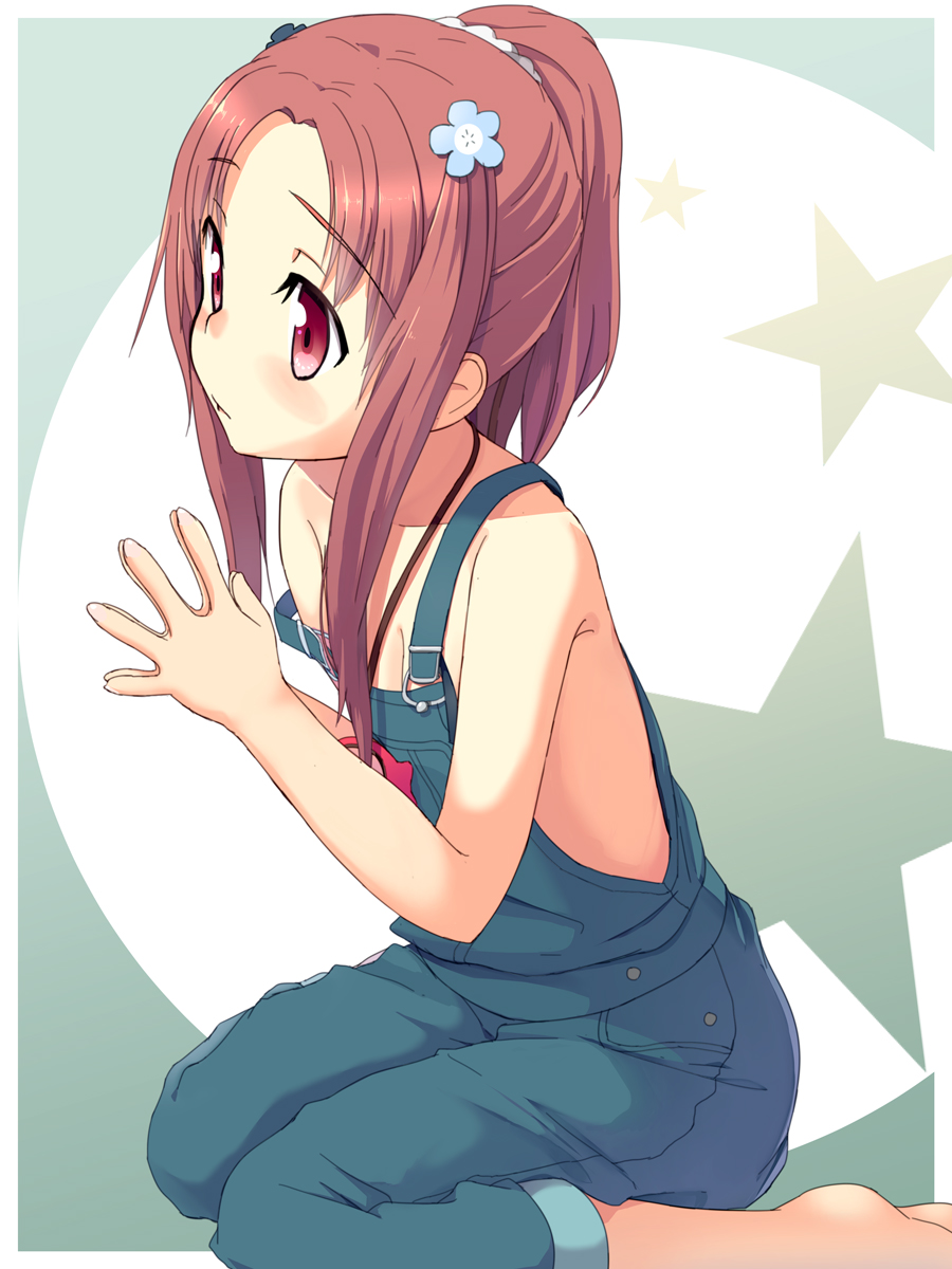 1girl, bangs, bare_shoulders, blush, brown_hair, galilei_donna, hair_ornament, hands_together