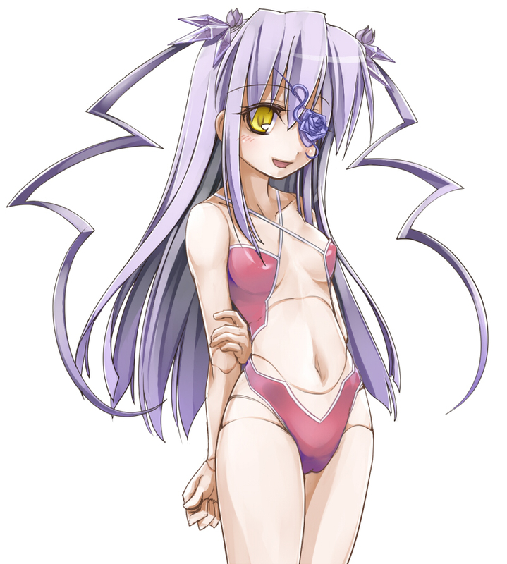 doll_joints, eyepatch, hair_ornament, long_hair, navel, purple_hair, rozen_maiden, sasa_ichi