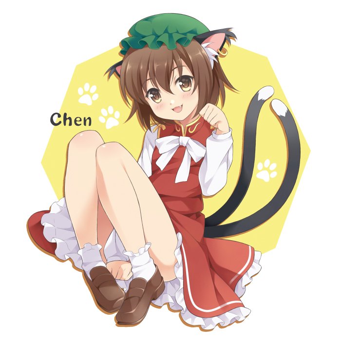 1girl, animal_ears, blush, bow, brown_eyes, brown_hair, cat_ears, cat_tail
