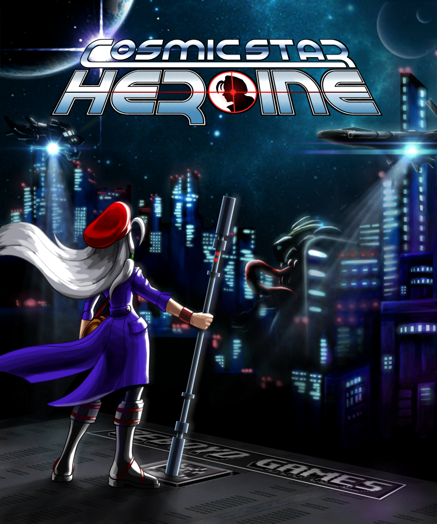 1girl, alyssa_l'salle, bill_stiernberg, boots, cityscape, coat, cosmic_star_heroine, english