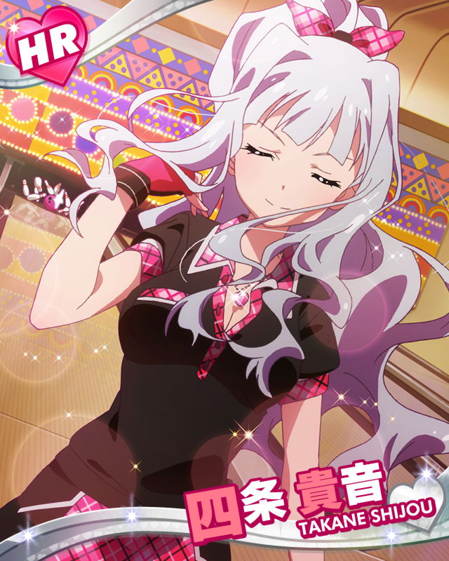 1girl, bowling, bowling_glove, character_name, closed_eyes, fingerless_gloves, gloves, hair_flip