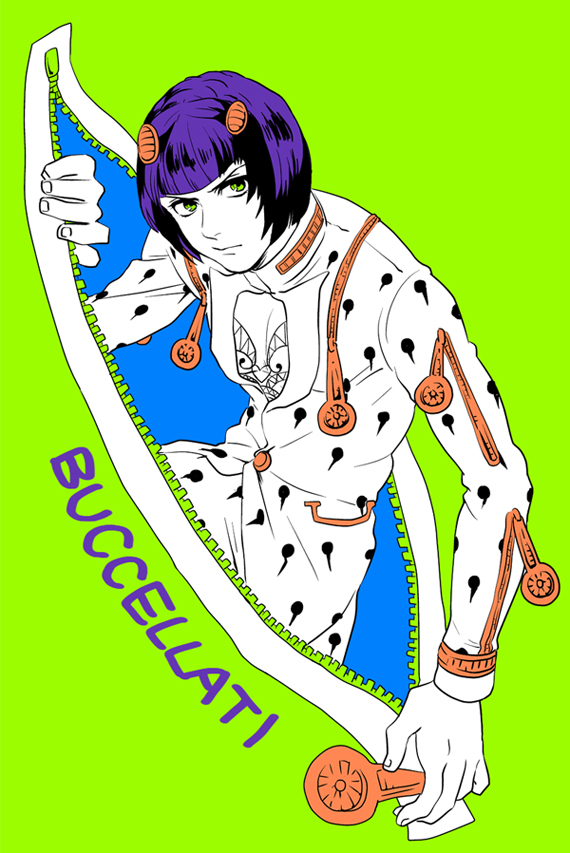 111132daiti, 1boy, bob_cut, bruno_bucciarati, hair_ornament, jojo_no_kimyou_na_bouken, purple_hair, solo