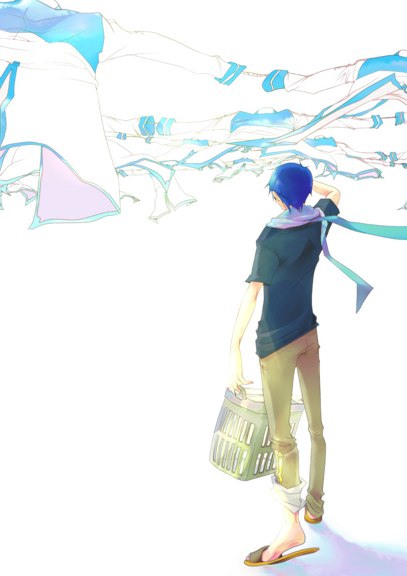blue, blue_hair, casual, kaito, laundry, light, male, matsu_(nia)