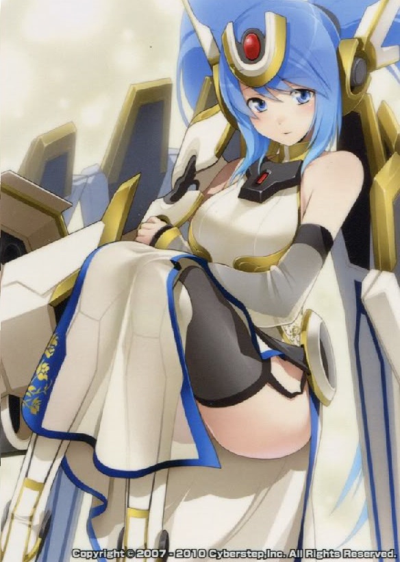 1girl, artist_request, blue_eyes, cosmic_break, lily_rain_eve, official_art, solo, thighhighs